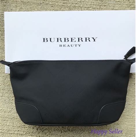 toiletry bag burberry mens black with silver zipper